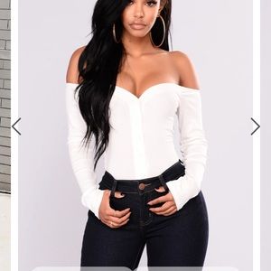 White off the shoulder bodysuit